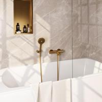 Opbouwset Bad- en Douchekraan Brauer Gold Edition Thermostatisch Met Wandhouder En Handdouche 3 Standen Geborsteld Goud - thumbnail