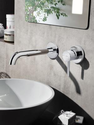 Hotbath Wastafelmengkraan Buddy Inbouw 3+ 3 Inbouwsysteem 1-hendel Gebogen 16.4 cm - Chroom