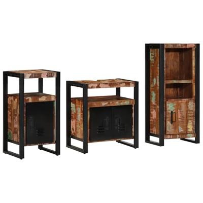 Badkamermeubelset met lade 3 pcs Massief Gerecycled Hout