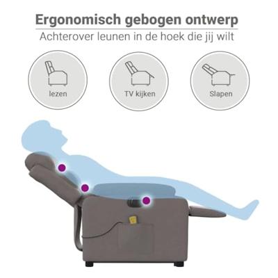 Sta-op-massagestoel elektrisch verstelbaar stof taupe - thumbnail