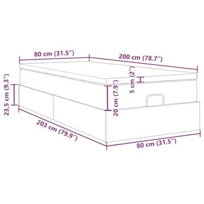 Ottoman bed met matras 80x200cm fluweel donkergrijs