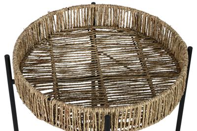 Set van 2 tafels Home ESPRIT Zwart Natuurlijk Metaal 49 x 49 x 44 cm