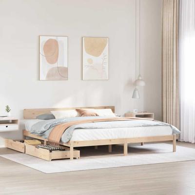 Bedframe zonder matras massief grenenhout 200x200 cm