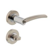 Intersteel Deurkruk Sylvia op rozet met toilet-/badkamersluiting - chroom/nikkel mat - thumbnail