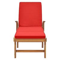 Ligbed met kussen massief teakhout rood - thumbnail