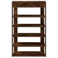 Schoenenrek 60x30x98 cm bewerkt hout gerookt eikenkleurig - thumbnail