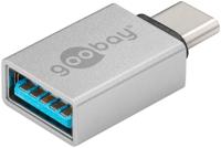 USB 3.2 GEN 1 (USB3.0) USB-C stekker - USB-A (F) naar USB-C (M) - 5Gbit/s - USB adapter - Zilver - thumbnail