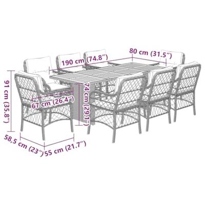 9-delige Tuinset poly rattan zwart