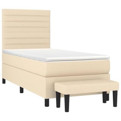Boxspring met matras stof crèmekleurig 80x200 cm