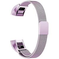 By Qubix - Compatible met Fitbit Alta HR - Milanese bandje - Maat: Small - Licht paars - Compatible fitbit bandje - thumbnail