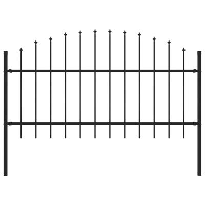 Tuinhek met speren bovenkant (1-1,25)x1,7 m staal zwart