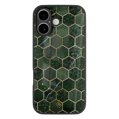 iPhone 16 glazen hardcase - Kubus groen