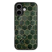 iPhone 16 glazen hardcase - Kubus groen - thumbnail