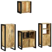Badkamermeubelset met plank 4 pcs Bruin Massief Mango Hout - thumbnail