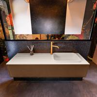 Badkamermeubelset Mondiaz Erin 150 cm met 1 Lade met RIDGE Wastafel Rechts Linen met 1 kraangat Greeploos Mat Rust - thumbnail