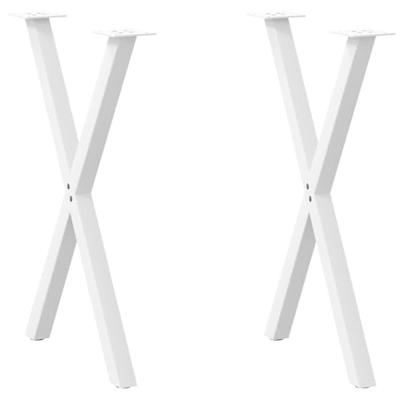 Eettafelpoten 2 st X-vormig 57x(72-73) cm staal wit - thumbnail