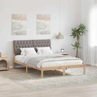 Bedframe met hoofdeinde Taupe 140 x 190 cm Massief grenenhout - thumbnail