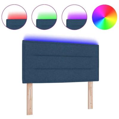 LED Hoofdbord met LED -striplichten Blauw 100 cm Stof