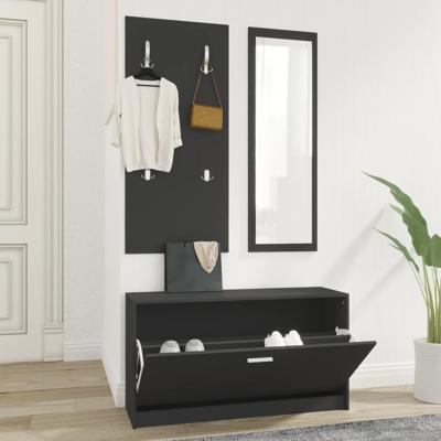 VidaXL Schoenenkastset 3-in-1 bewerkt hout zwart