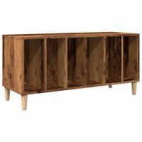 Platenkast 100x38x48 cm bewerkt hout oud houtkleurig - thumbnail