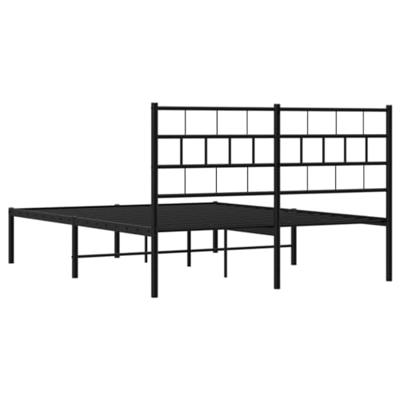 Bedframe met hoofdbord metaal zwart 140x200 cm - thumbnail