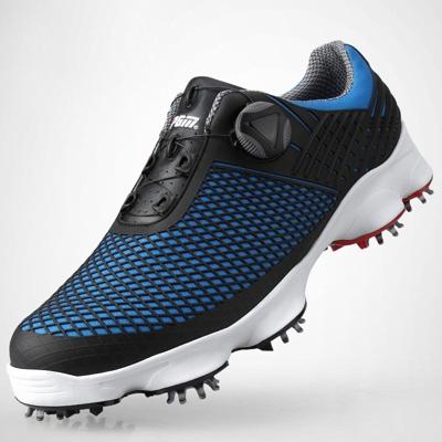 PGM Golf waterdichte microfiber lederen Wide Sole roterende veters sneakers buiten sport schoenen voor mannen (kleur: zwart blauw grootte: 39) PGM Golf waterdichte microfiber lederen Wide Sole roterende veters sneakers buiten sport schoenen voor mannen (kleur: zwart blauw grootte: 39)