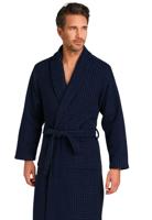 Hotel badjas donkerblauw - ruitreliëf-s/m - thumbnail