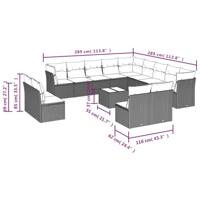 14-delige Loungeset met kussens poly rattan bruin - thumbnail