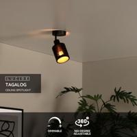 Lucide TAGALOG - Plafondspot - Ø 10 cm - 1xE27 - Zwart - thumbnail