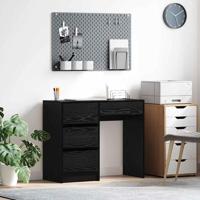Bureau met lade Zwart eiken 90 x 37,5 x 75 cm Bewerkt hout - thumbnail