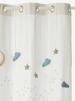 Guirlande gordijn met wolken en sterren die oogjes ziften effen wit met print - thumbnail