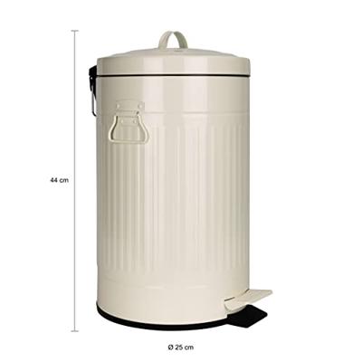 QUVIO Prullenbak retro - 12 L - Metaal - Beige