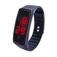 LED digitale display silicone armband kinderen elektronisch horloge (zwart) - thumbnail
