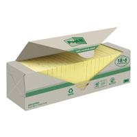Memoblok 3m post-it 654 76x76mm recycle geel 18+6 | 6 stuks - thumbnail