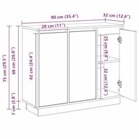 LED Sideboard Beton Grijs 90 x 32 x 75 cm Bewerkt hout - thumbnail