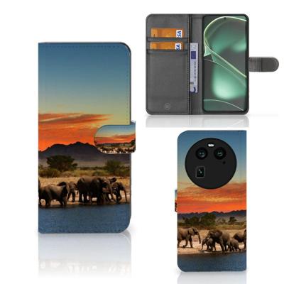 OPPO Find X6 | Telefoonhoesje | Met pasjeshouder | Olifanten