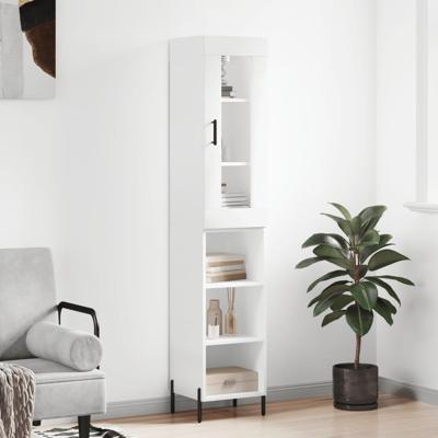 Hoge kast 34,5x34x180 cm bewerkt hout wit