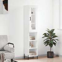 Hoge kast 34,5x34x180 cm bewerkt hout wit - thumbnail
