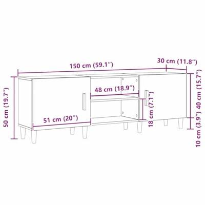 Tv-kast artisanaal eikenkleurig 150 x 30 x 50 cm Bewerkt hout