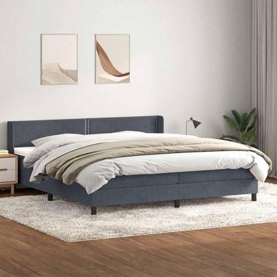 Boxspring met matras fluweel donkergrijs 180x210 cm