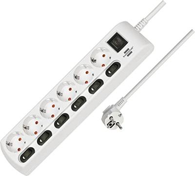 Brennenstuhl Individueel schakelbare contactdoosstrook 6-voudig wit - thumbnail