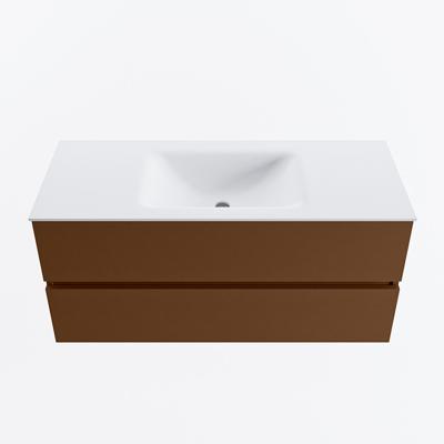 MONDIAZ VICA 110cm badmeubel onderkast Rust 2 lades. Wastafel CLOUD midden zonder kraangat, kleur Talc.