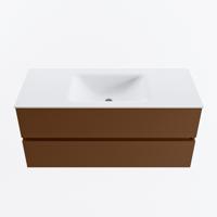 MONDIAZ VICA 110cm badmeubel onderkast Rust 2 lades. Wastafel CLOUD midden zonder kraangat, kleur Talc. - thumbnail