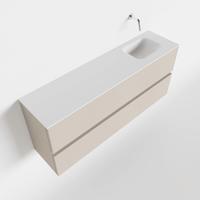 MONDIAZ ADA 120cm toiletmeubel linen. LEX wastafel talc rechts zonder kraangat - thumbnail