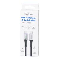 LogiLink CU0434 USB-C-kabel USB 3.2 Gen2x2 USB-C stekker 2.00 m Zwart Met LED, 4K UHD, Stekker past op beide manieren - thumbnail