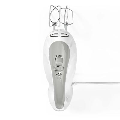 Nedis KAHM100CWT Handmixer 200 W 5-snelheden Turbo-functie 2 Deeghaken / 2 Kloppers Grijs / Wit - thumbnail