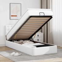 Ottomaanse bed met matras 90x200cm kunstleer wit - thumbnail