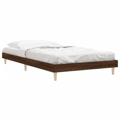 Bedframe bewerkt hout bruin eikenkleur 100x200 cm Bedframe bewerkt hout bruin eikenkleur 100x200 cm