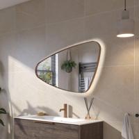 Ben Nature organische spiegel met LED verlichting en anti-condens 100x60cm links geborsteld koper - thumbnail