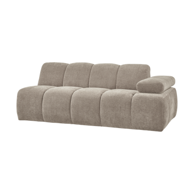 Woood Mojo 2-zits bank arm rechts ribstof Donkerzand